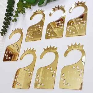 Baby Closet Dividers,Set of 7 Acrylic Mirror Baby Clothes Organizers for Wardrobe Closet Home Nursery from Newborn to 24 Months (Gold Mirror, Model 1)