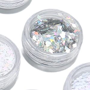 Nail Glitter Sequins, Multiple Shapes High Flash Hand Made DIY Craft Glitter Sequin for Homemade Cards(White)