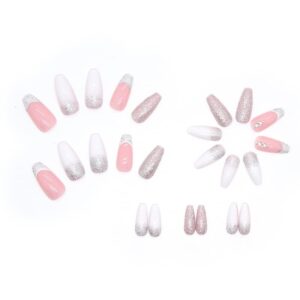diamond dust glitter sugar effect glitter powder silver fake nails pink fashion handmade nail art suitable for girls to wear finger crafts