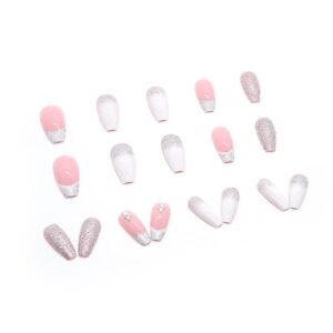 Diamond Dust Glitter Sugar Effect Glitter Powder Silver Fake Nails Pink Fashion Handmade Nail Art Suitable for Girls to wear Finger Crafts