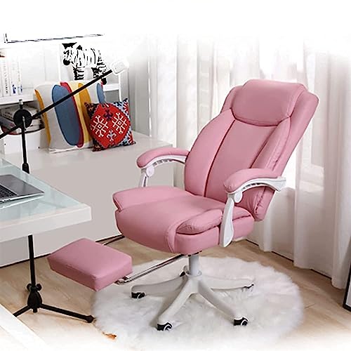 Office Chair Desk Chair Computer Chair Game Chairs for Adults Ergonomic Office Chair Leather Office Chair, Adjustable Tilt Angle, Executive Desk Pc Swivel Chair, Pink Computer Chair