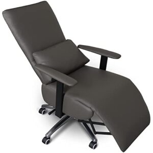fibo gravity-sensing executive home ergonomic office chair reclining office chair with foot rest & headrest, high-back pu leather computer desk chairs with back & lumbar support task chair, (darkgrey)