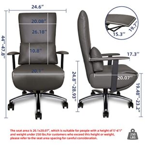 FIBO Gravity-Sensing Executive Home Ergonomic Office Chair Reclining Office Chair with Foot Rest & Headrest, High-Back PU Leather Computer Desk Chairs with Back & Lumbar Support Task Chair, (Darkgrey)