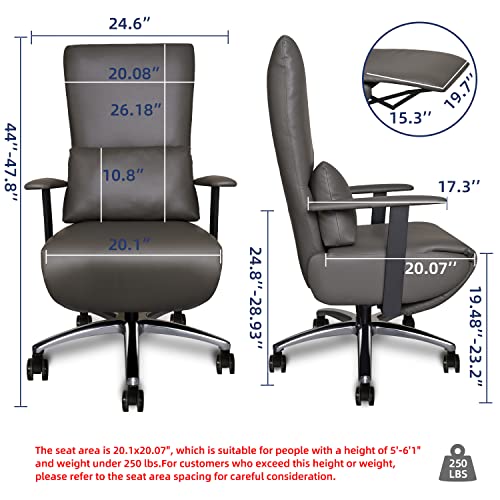 FIBO Gravity-Sensing Executive Home Ergonomic Office Chair Reclining Office Chair with Foot Rest & Headrest, High-Back PU Leather Computer Desk Chairs with Back & Lumbar Support Task Chair, (Darkgrey)