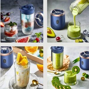 6 Blades USB Portable Juicer Maker, Juicer Fruit Juice Cup Automatic Small Electric Juicer Smoothie Blender Ice CrushCup Food Processor (Blue)