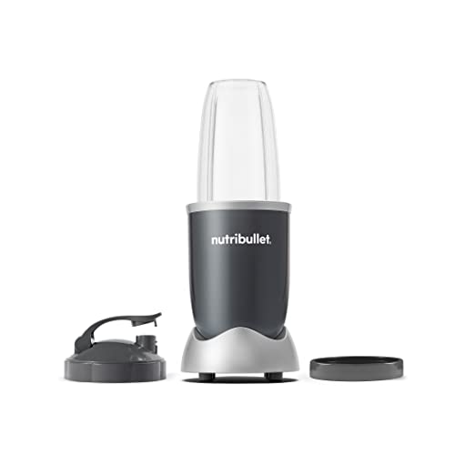 nutribullet Personal Blender for Shakes, Smoothies, Food Prep, and Frozen Blending, 24 Ounces, 600 Watt, Gray, (NBR-0601) & 18 Ounce Short Cup with Standard Lip Ring, Clear/Gray (NBM-U0269)