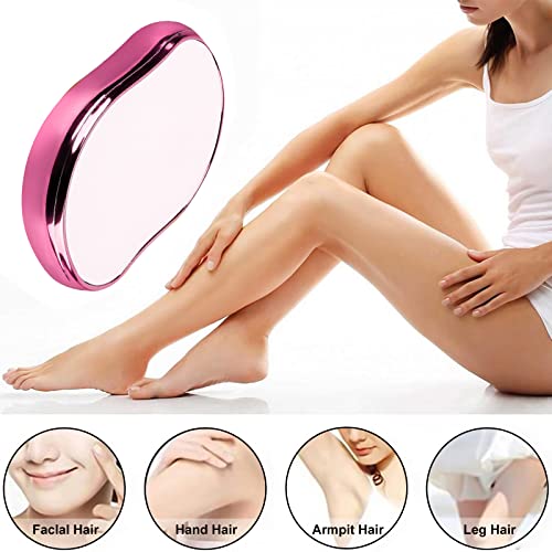 Crystal Hair Eraser for Women and Men, Crystal Hair Remover Magic Hair Eraser Portable Epilator Painless Exfoliation Hair Removal Tool for Arms Legs and Back - Fast & Easy, Reusable & Washable - Pink