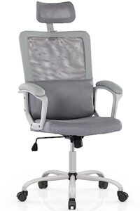 office chair, ergonomic mesh home office computer chair with lumbar support/adjustable headrest/armrest and wheels/mesh high back/swivel rolling