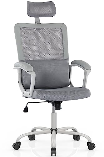 Office Chair, Ergonomic Mesh Home Office Computer Chair with Lumbar Support/Adjustable Headrest/Armrest and Wheels/Mesh High Back/Swivel Rolling