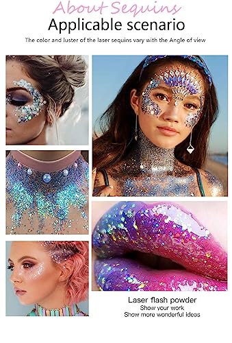 2 Color Face and Body Glitter Gel, Neon Outfit Glow Party for Body Hair Face Nail Glitter Stick Makeup. (03-Pink&06-White Moonbeam)
