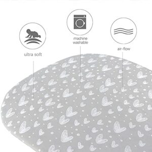 Waterproof Bassinet Mattress Protector, Ultra Soft Bamboo Terry Surface & Bassinet Sheets Compatible with ANGELBLISS Baby Bassinet, 100% Jersey Knit Cotton Sheets, 2 Pack