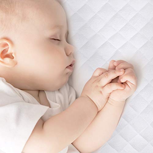 Waterproof Bassinet Mattress Protector, Ultra Soft Bamboo Terry Surface & Bassinet Sheets Compatible with ANGELBLISS Baby Bassinet, 100% Jersey Knit Cotton Sheets, 2 Pack