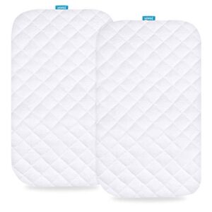 Waterproof Bassinet Mattress Protector, Ultra Soft Bamboo Terry Surface & Bassinet Sheets Compatible with ANGELBLISS Baby Bassinet, 100% Jersey Knit Cotton Sheets, 2 Pack