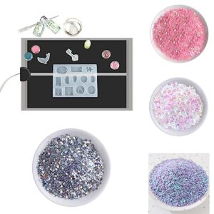 resin heating pad and plastic glitter set for diy crafting and decorating