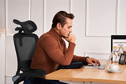 Mesh Ergonomic Office Chair with Flip Up Arms High Back Desk Chair -High Adjustable Headrest with Flip-Up Arms, Tilt Function, Lumbar Support Swivel Computer Chair Task Chair,Executive Chair, Black