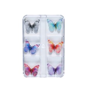nails 6 colors summer butterfly nail glitter sets butterfly nail charms for nail arts decoration diy mold crafts design (b)