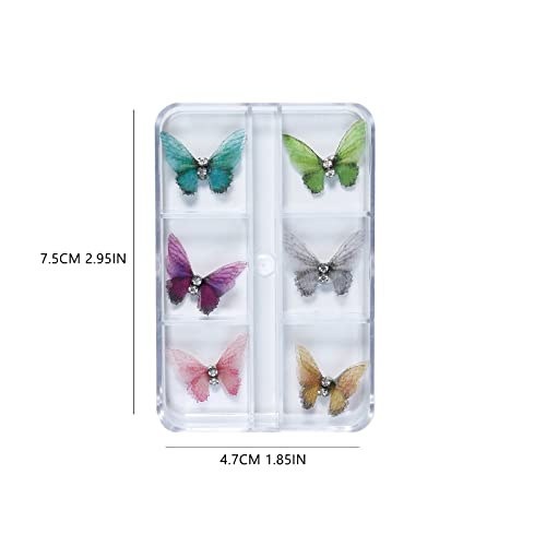 Nails 6 Colors Summer Butterfly Nail Glitter Sets Butterfly Nail Charms For Nail Arts Decoration DIY Mold Crafts Design (B)