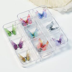 Nails 6 Colors Summer Butterfly Nail Glitter Sets Butterfly Nail Charms For Nail Arts Decoration DIY Mold Crafts Design (B)