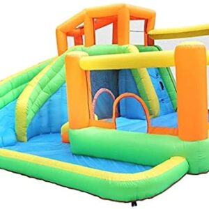 Bouncy Castle, Inflatable Castle Inflatable Castle Family Children's Playground Outdoor Play Equipment Small Trampoline Slide Combination for Kids (Orange 510X385X265Cm)