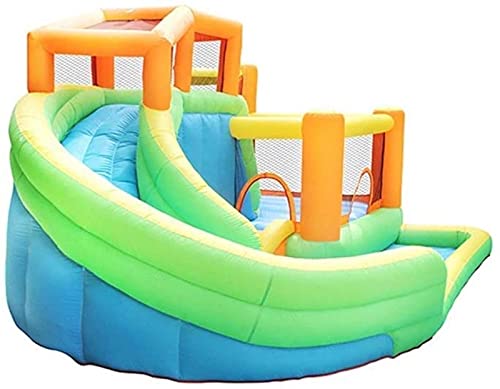 Bouncy Castle, Inflatable Castle Inflatable Castle Family Children's Playground Outdoor Play Equipment Small Trampoline Slide Combination for Kids (Orange 510X385X265Cm)