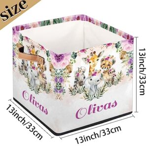 RIRIX Personalized Storage Bin, Custom Storage Baskets for Organizing with Handles, Foldable Storage Box for Closet Cloth Baskes Toy Boho Jungle Animals