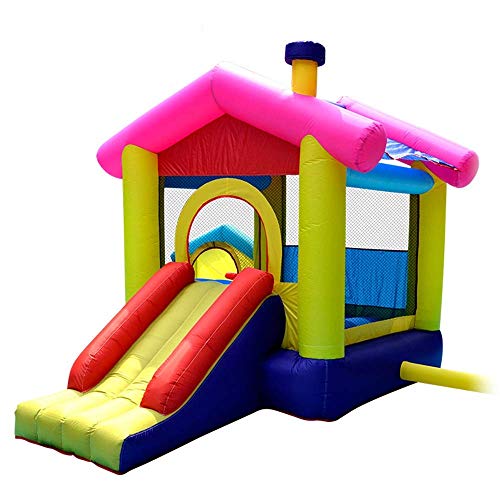 Bouncy Castle, Inflatable Castle Jumping Slide Bounce House, Children's Trampoline with Blower, Suitable for Outdoor Family Playground Garden Kid's Play and Entertainment