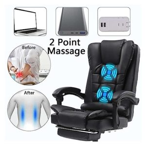 Adjustable Executive Massage Office Chair Reclining High Back Big Tall Leather Ergonomic Swivel Task Chair with Footrest