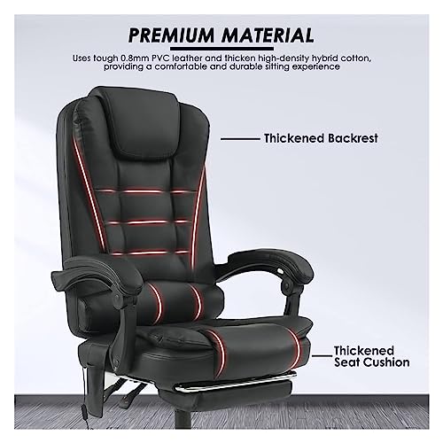 Adjustable Executive Massage Office Chair Reclining High Back Big Tall Leather Ergonomic Swivel Task Chair with Footrest