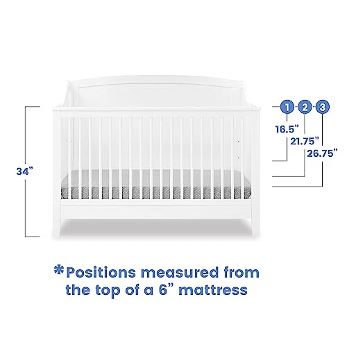 Delta Children Campbell 6-in-1 Convertible Crib - Greenguard Gold Certified, Bianca White