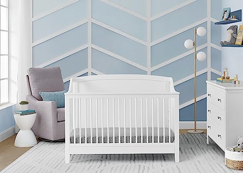 Delta Children Campbell 6-in-1 Convertible Crib - Greenguard Gold Certified, Bianca White