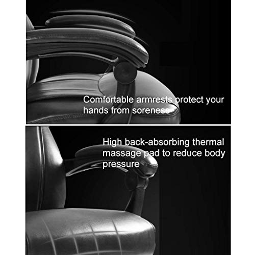 XXXDXDP Executive Office Chair - High Back Leather Office Chair with Footrest and Thick Padding - Reclining Computer Chair with Textured Leather and Ergonomic Segmented Back