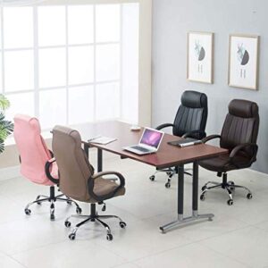 XXXDXDP Executive Office Chair - High Back Leather Office Chair with Footrest and Thick Padding - Reclining Computer Chair with Textured Leather and Ergonomic Segmented Back