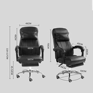 XXXDXDP Executive Office Chair - High Back Leather Office Chair with Footrest and Thick Padding - Reclining Computer Chair with Textured Leather and Ergonomic Segmented Back