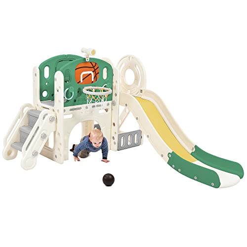 8-in-1 Toddler Indoor and Outdoor Castle Playset, Kids Baby Slide Set Playground Backyards for Age 1-3 (02)