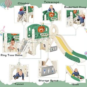 8-in-1 Toddler Indoor and Outdoor Castle Playset, Kids Baby Slide Set Playground Backyards for Age 1-3 (02)