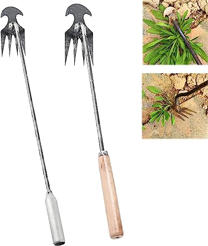 2 Packs Weeding Artifact Uprooting Weeding Tool, Weed Puller, 4 Teeth Manganese Steel Forged Hand Weeder, Dual Purpose Hand Remover for Garden Yard Farm Weed Removal for Garden Yard Farm Weed Removal