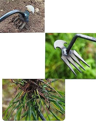 2 Packs Weeding Artifact Uprooting Weeding Tool, Weed Puller, 4 Teeth Manganese Steel Forged Hand Weeder, Dual Purpose Hand Remover for Garden Yard Farm Weed Removal for Garden Yard Farm Weed Removal