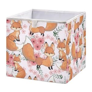 kigai cute baby fox cube storage bins - 11x11x11 in large foldable cubes organizer storage basket for home office, nursery, shelf, closet