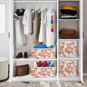 Kigai Cute Baby Fox Cube Storage Bins - 11x11x11 in Large Foldable Cubes Organizer Storage Basket for Home Office, Nursery, Shelf, Closet