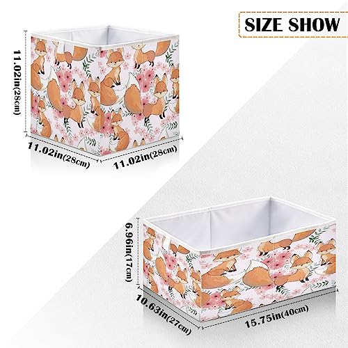 Kigai Cute Baby Fox Cube Storage Bins - 11x11x11 in Large Foldable Cubes Organizer Storage Basket for Home Office, Nursery, Shelf, Closet