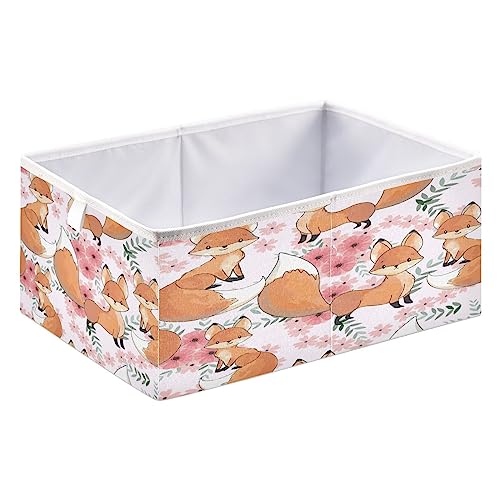 Kigai Cute Baby Fox Cube Storage Bins - 11x11x11 in Large Foldable Cubes Organizer Storage Basket for Home Office, Nursery, Shelf, Closet