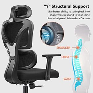 FelixKing Office Chair Ergonomic, Ergo Lumbar Support PC Desk Chair Big and Tall, High Back Mesh Gaming Chair with Adjustable Headrest and 3D Armrests for Home(Black)