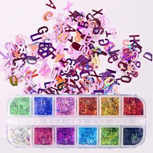 Stebcece ✪ 12 Colors DIY Alphabet English Letters Mixed Chunky Glitter Resin Letter Sequins