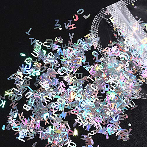 Stebcece ✪ Alphabet Holographic Laser 26 English Letters Mixed Chunky Glitter for DIY Craft