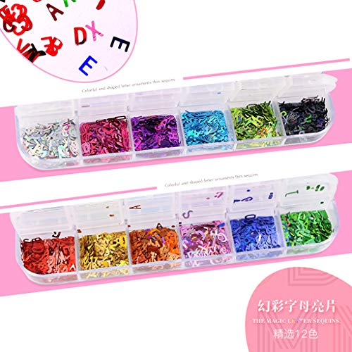 Stebcece ✪ 12 Colors DIY Alphabet English Letters Mixed Chunky Glitter Resin Letter Sequins