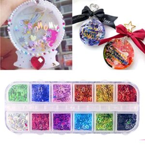 Stebcece ✪ 12 Colors DIY Alphabet English Letters Mixed Chunky Glitter Resin Letter Sequins