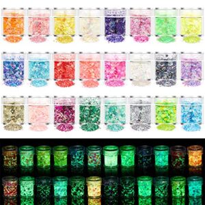 18 Color Glitter Powder Sequins Luminous Holographic Chunky Glitter Sequins for Resin Crafts Filler Nail Art Decorations