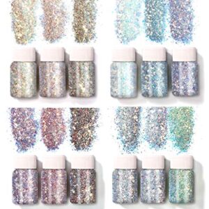 12 colors holographic chunky glitter sequins face glitter for body eye hair nail decoration diy crafts