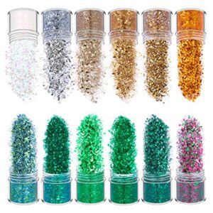 12 colors holographic chunky glitter sequins flakes for face body eye hair nail decoration diy crafts