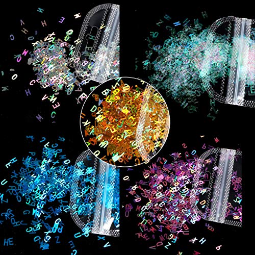 5 Color Holographic Chunky Glitter Flakes English Letter Shapes Glitter Sequins Confetti Nails Art Resin Craft